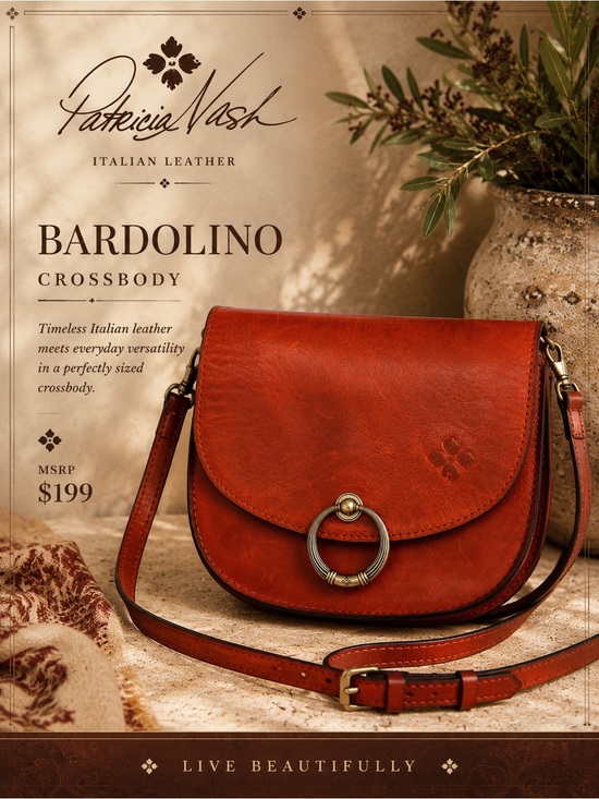 Patricia Nash Handbags - Patricia Nash Tooled Leather Crossbody Saddle Bag Red Ring Flap